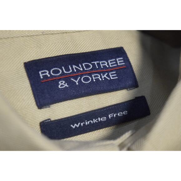 LSU Beige Roundtree & Yorke Dress Shirt Button-up Career Casual Long Sleeve Nice - Picture 7 of 10